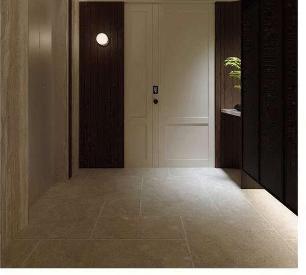 A project-specific entrance coordinated with the surrounding interior