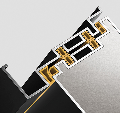 Section detail illustrating the 45-degree rebated door and frame interface